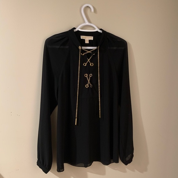 MICHAEL Michael Kors Black and Gold Blouse - Women’s Size Medium - Picture 2 of 6